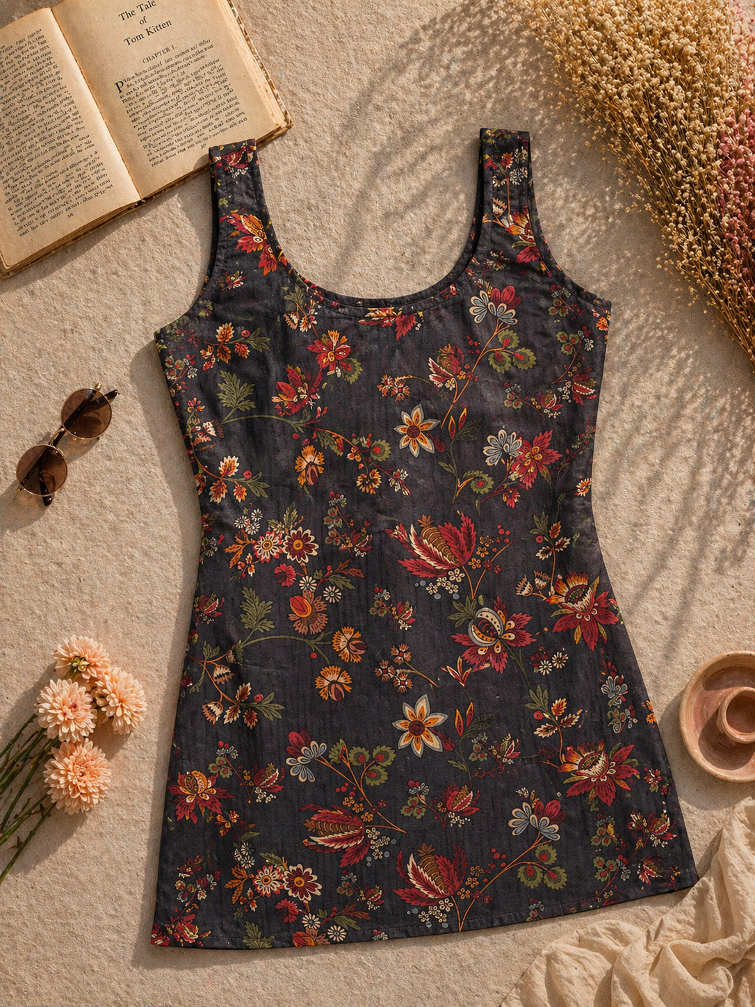 Floral Printed Square Neck Kurti