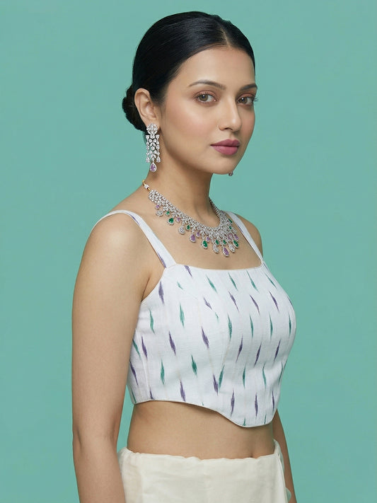 Cotton Blend Woven Design Saree Blouse
