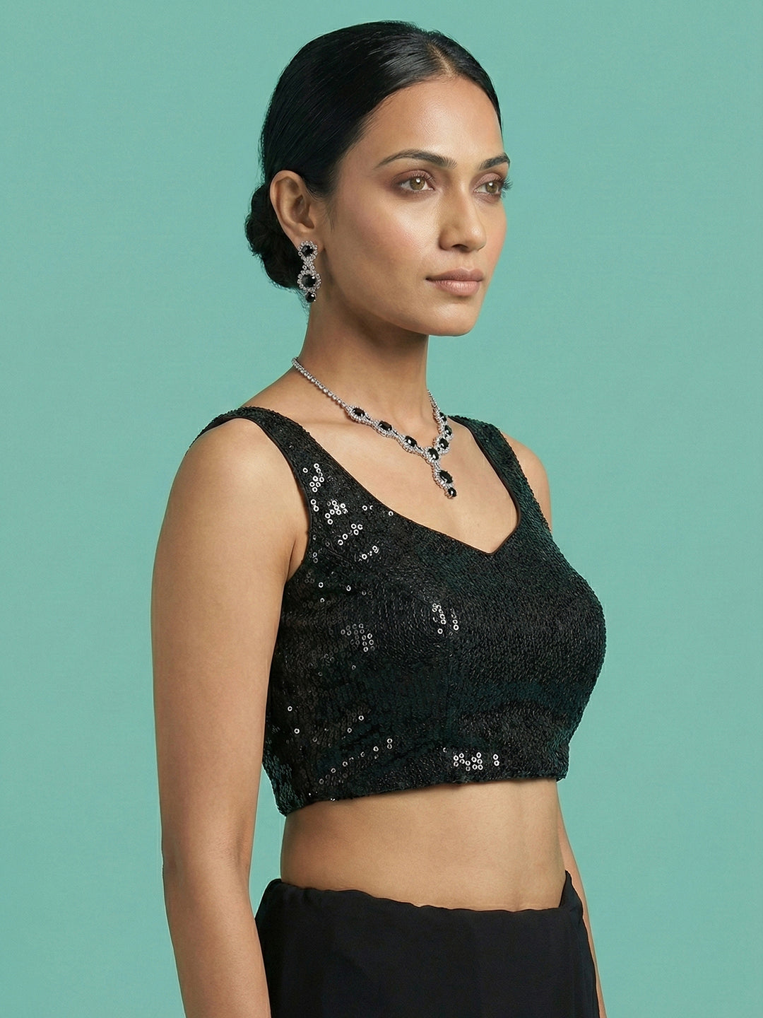 Embellished Black Saree Blouse