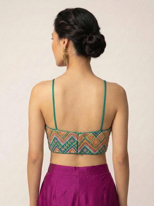 Embroidered Rama Saree Blouse