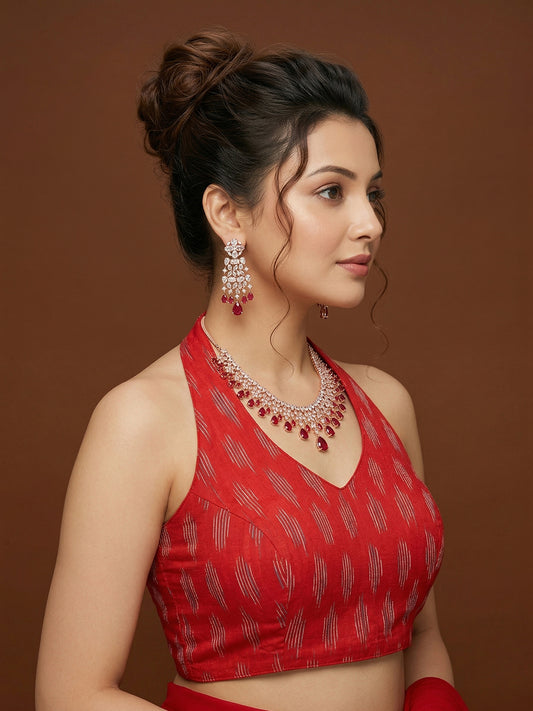 Cotton Blend Woven Design Saree Blouse