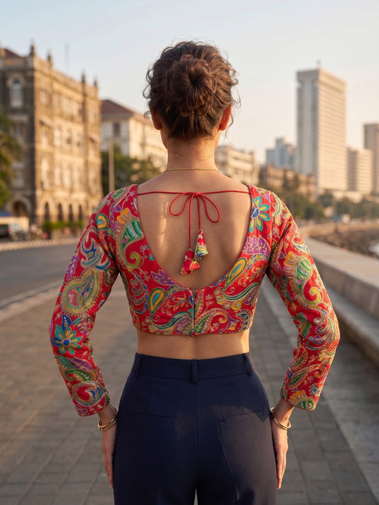 Women Red Embroidered Blouse