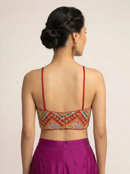 Embroidered Red Saree Blouse