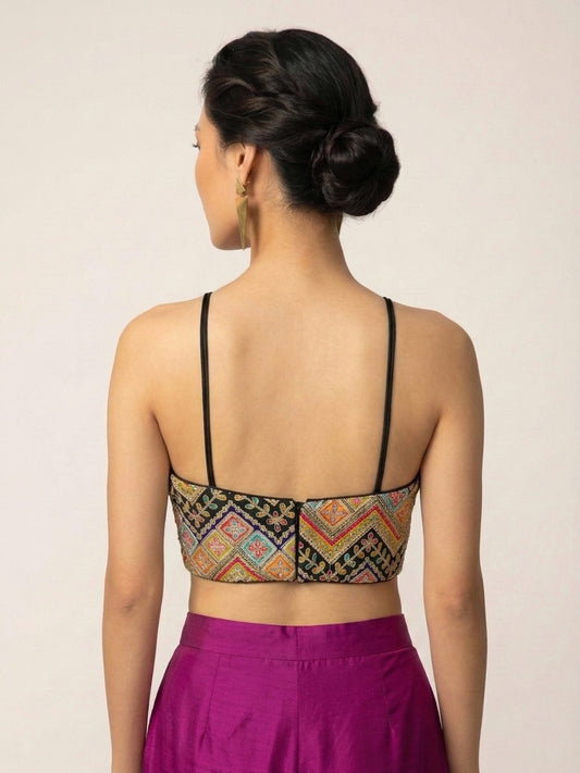 Embroidered Black Saree Blouse