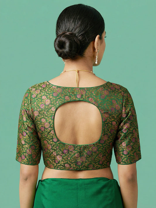 Woven Green Design Blouse