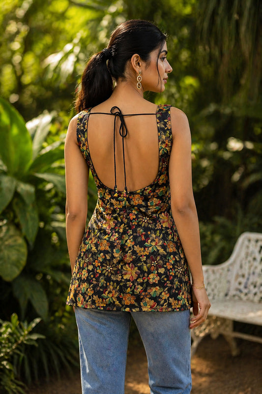 Floral Printed Square Neck Kurti