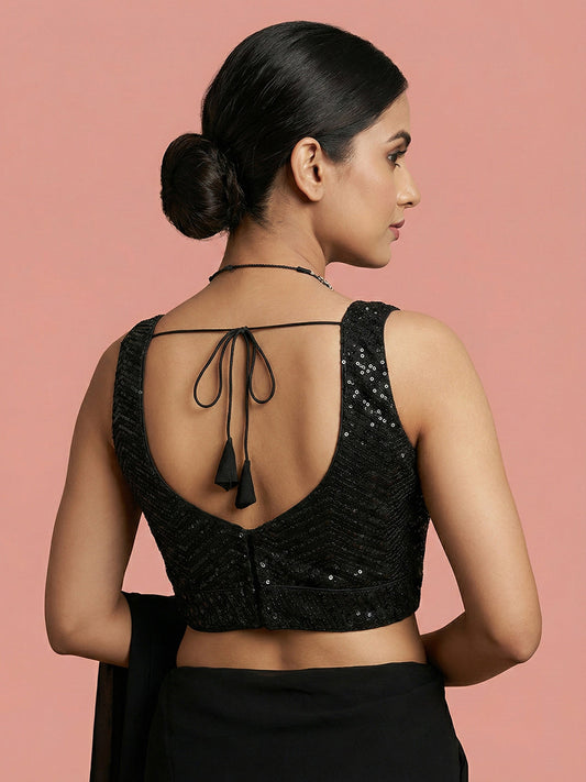 Embellished Black Saree Blouse