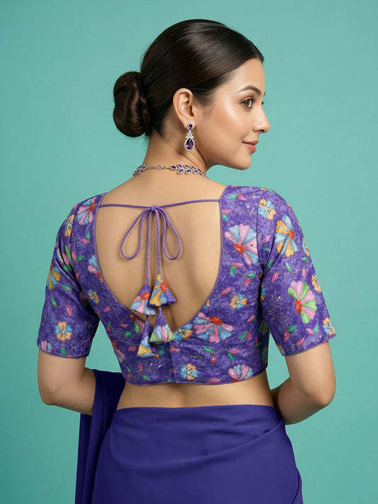 Silk Voilet Saree Blouse