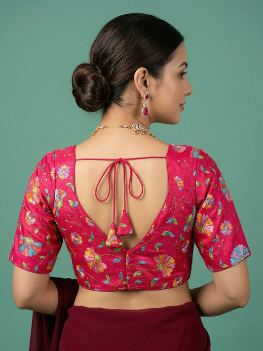 Silk Pink Saree Blouse