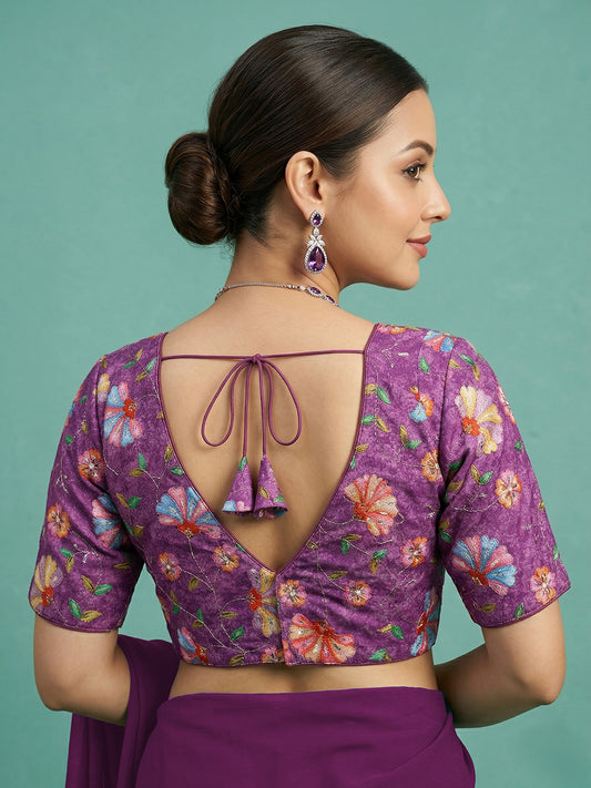 Silk Purple Saree Blouse