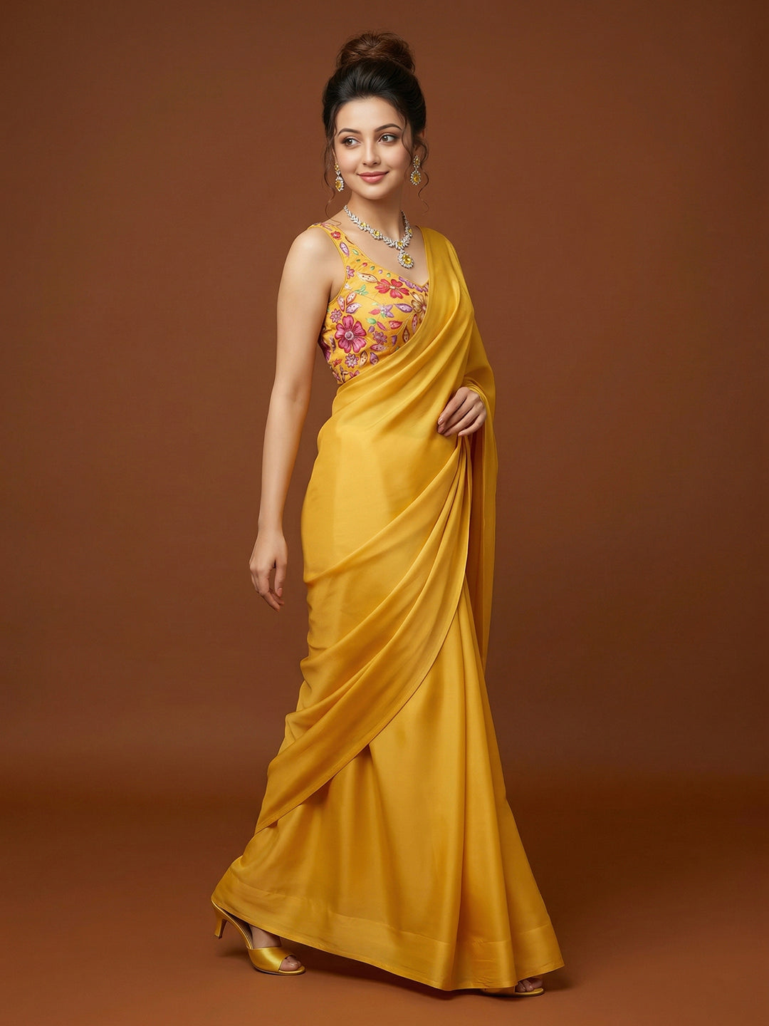 Silk Yellow Saree Blouse