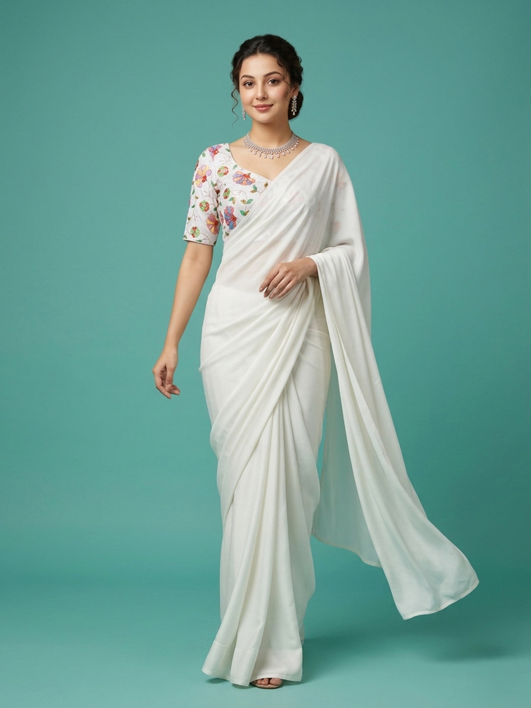 Silk White Saree Blouse