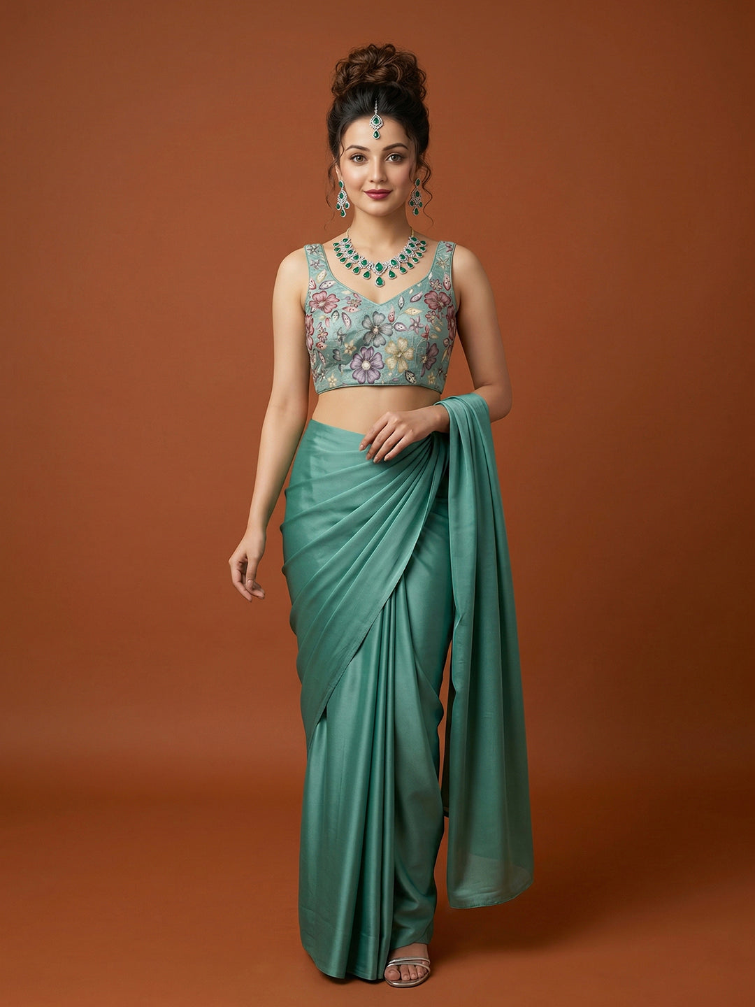 Silk Sea Green Saree Blouse