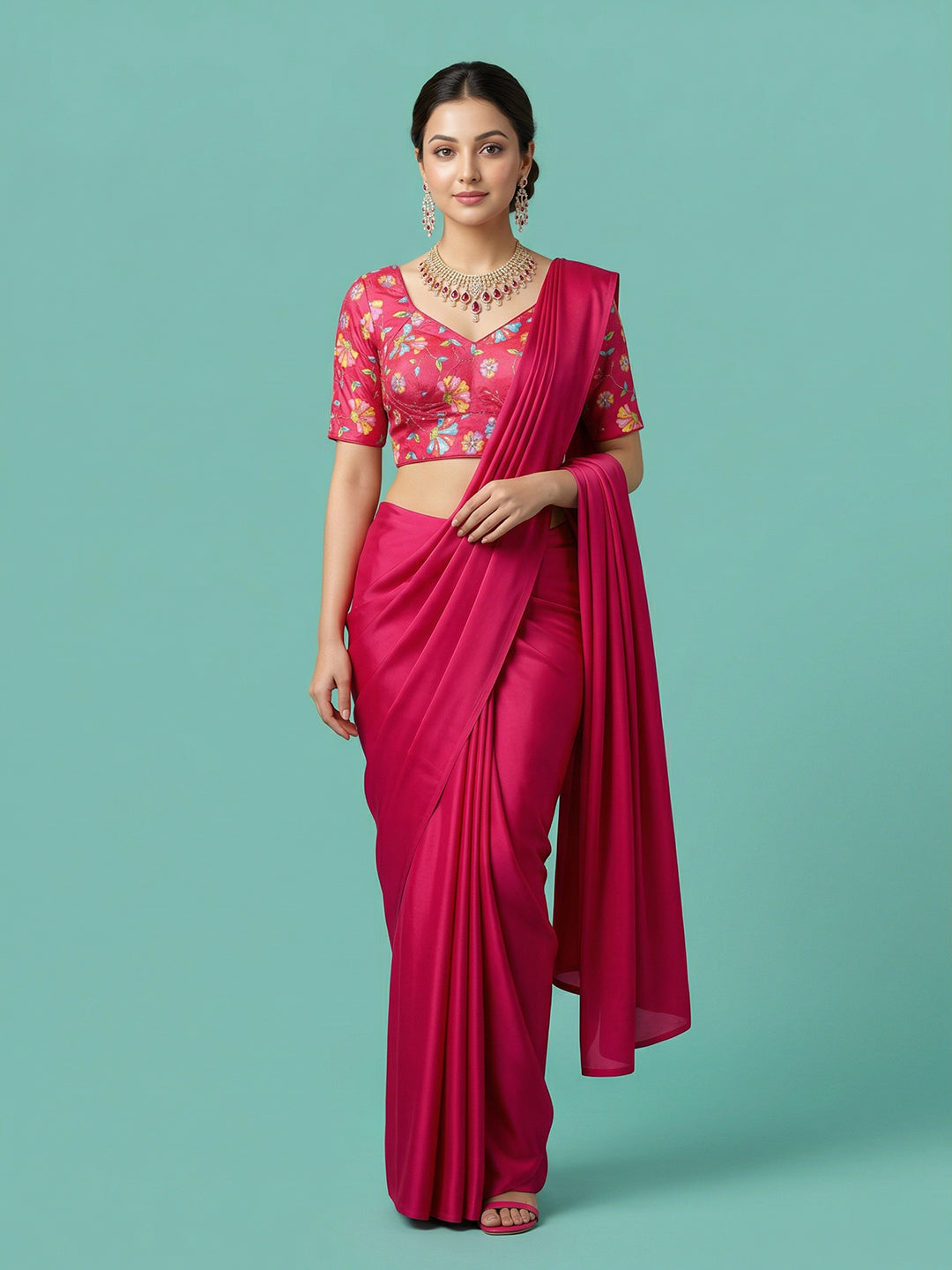 Silk Pink Saree Blouse