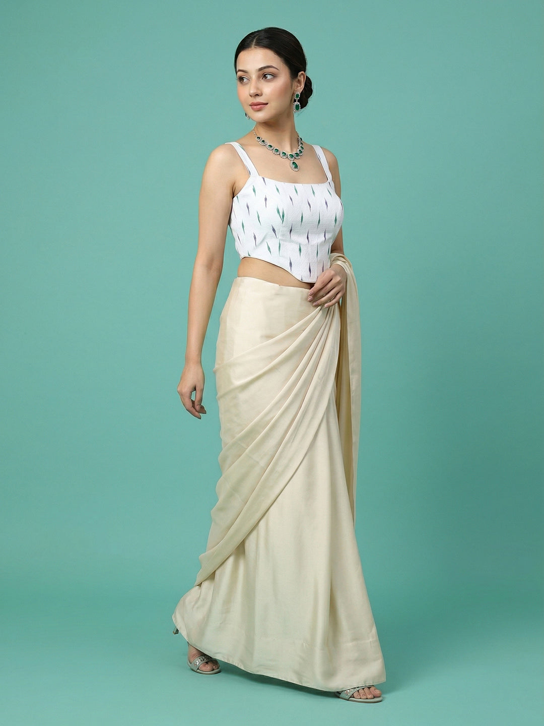Cotton Blend Woven Design Saree Blouse