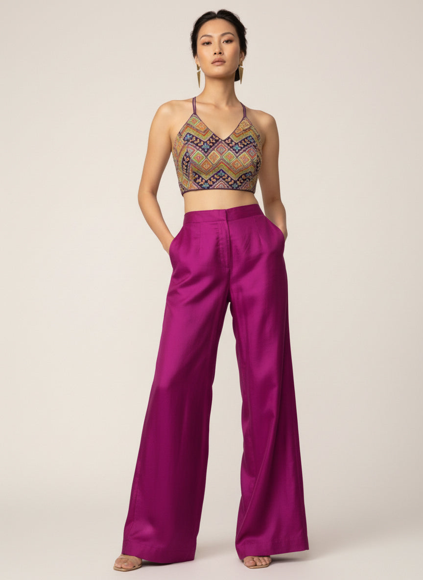 Embroidered Purple Saree Blouse