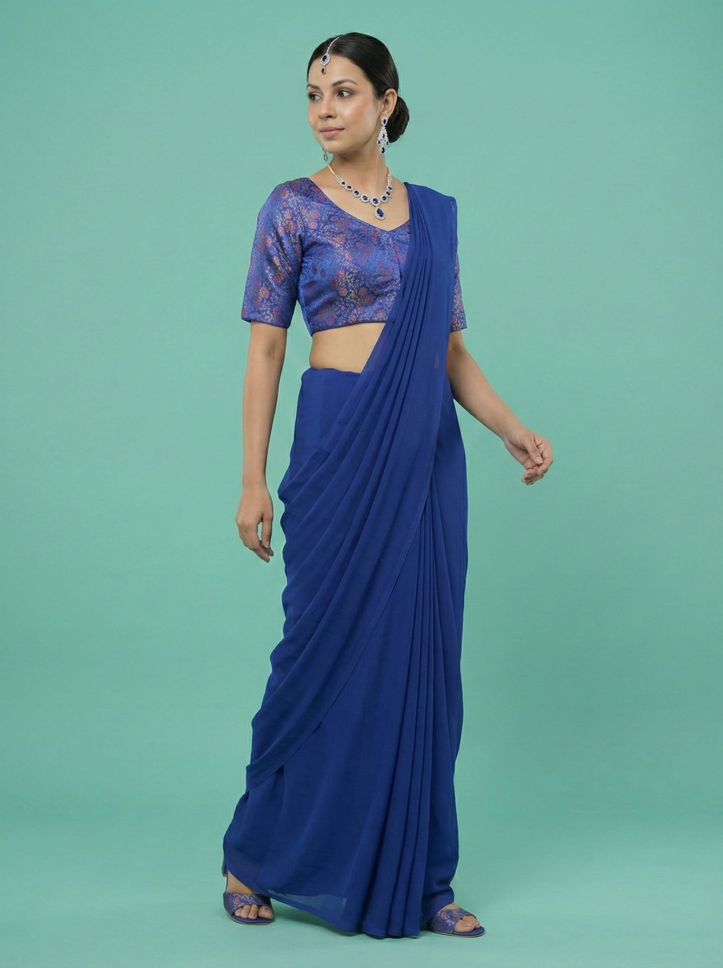 Woven Royal Blue Design Blouse