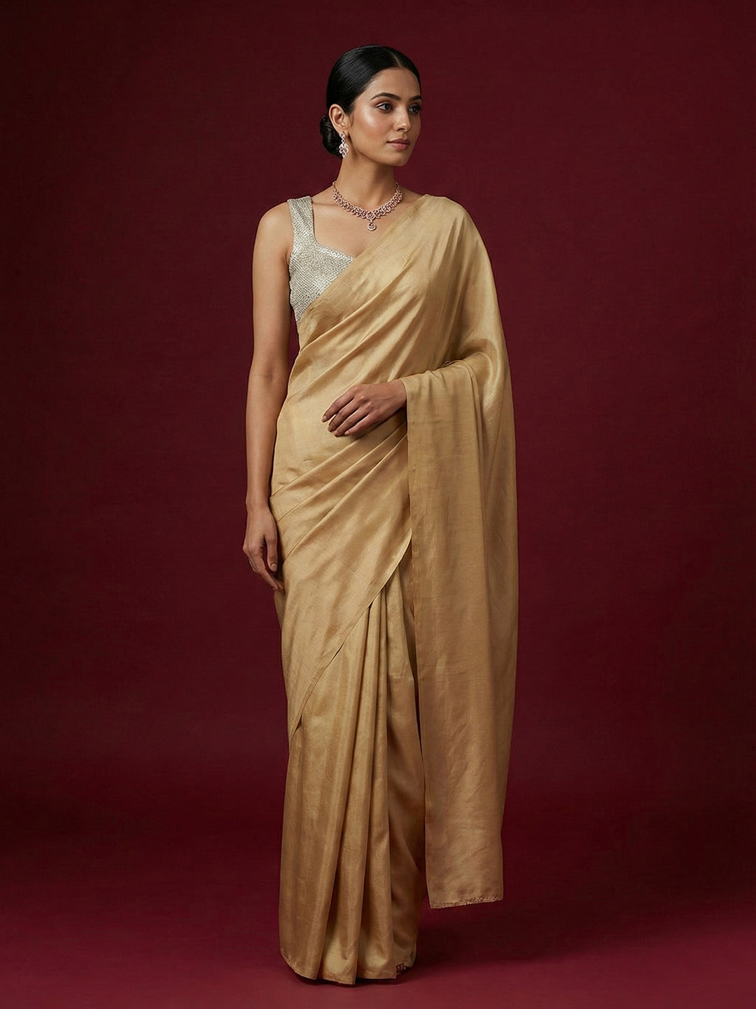 Embellished Gold Saree Blouse