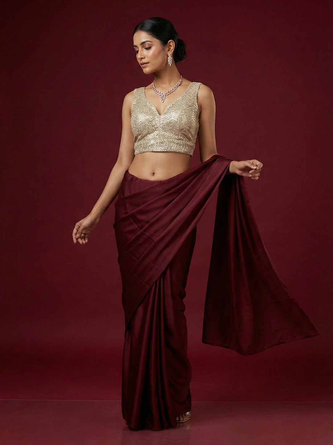 Embellished Gold Saree Blouse