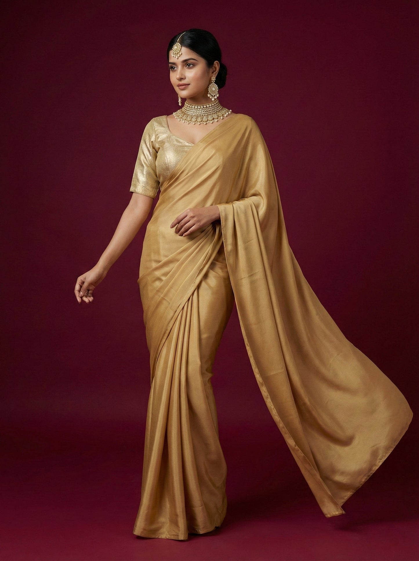 Plain Gold Tissue Blouse
