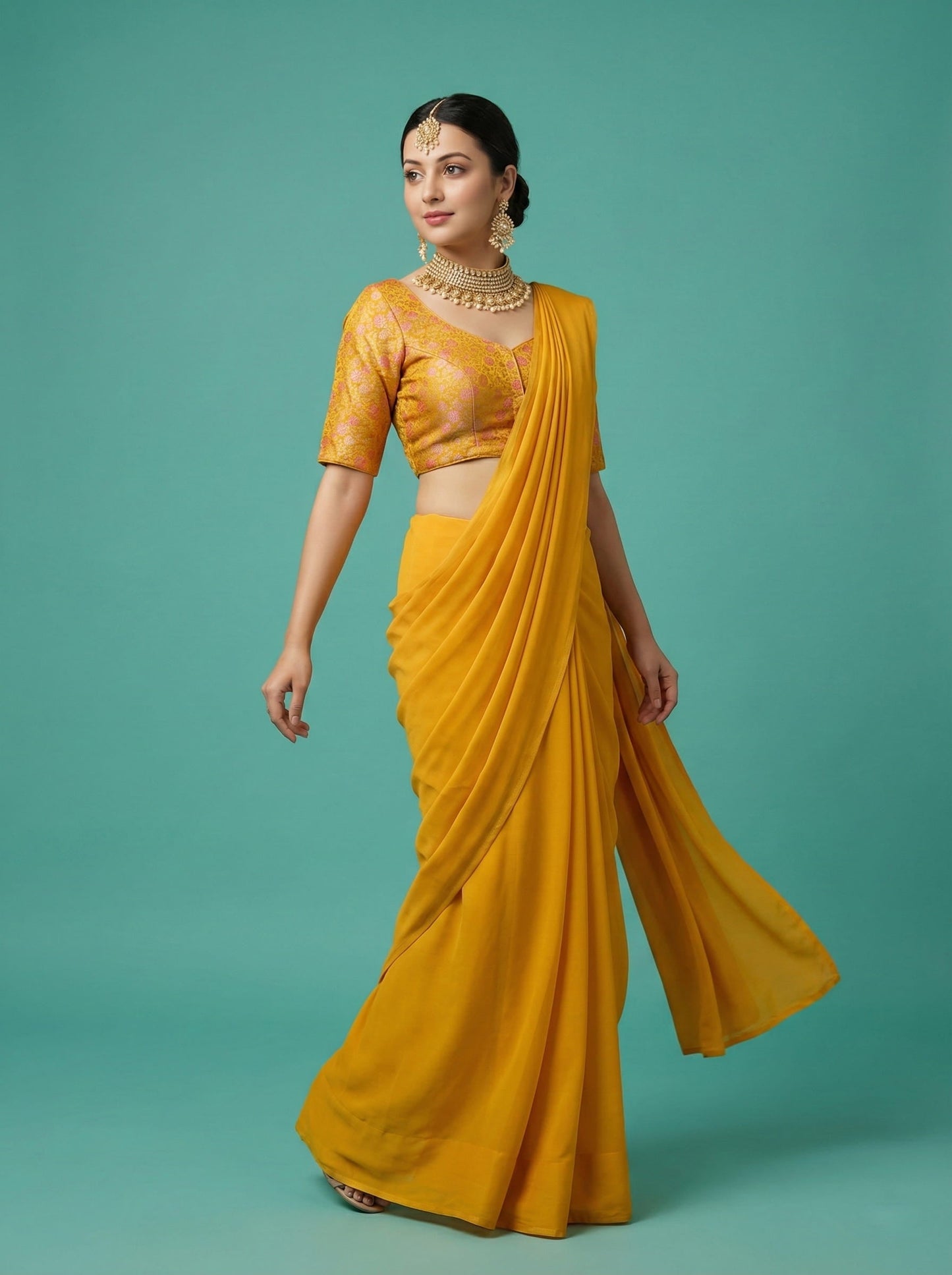 Woven Yellow Design Blouse