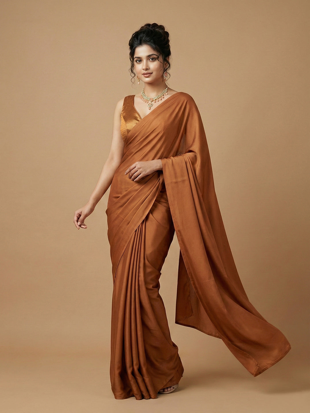Woven Brown Design Blouse