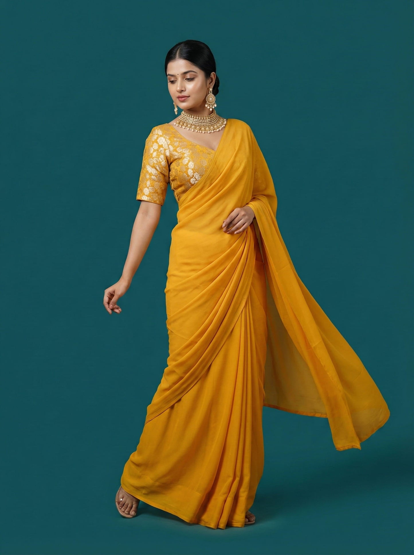 Woven Yellow Design Blouse