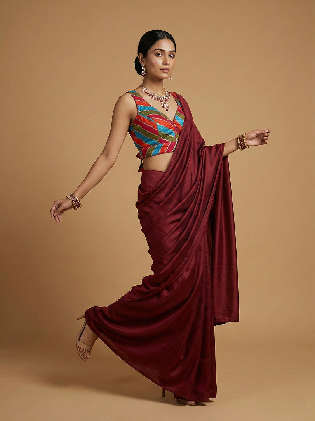 Multi Rani Pink Coloured Blouse