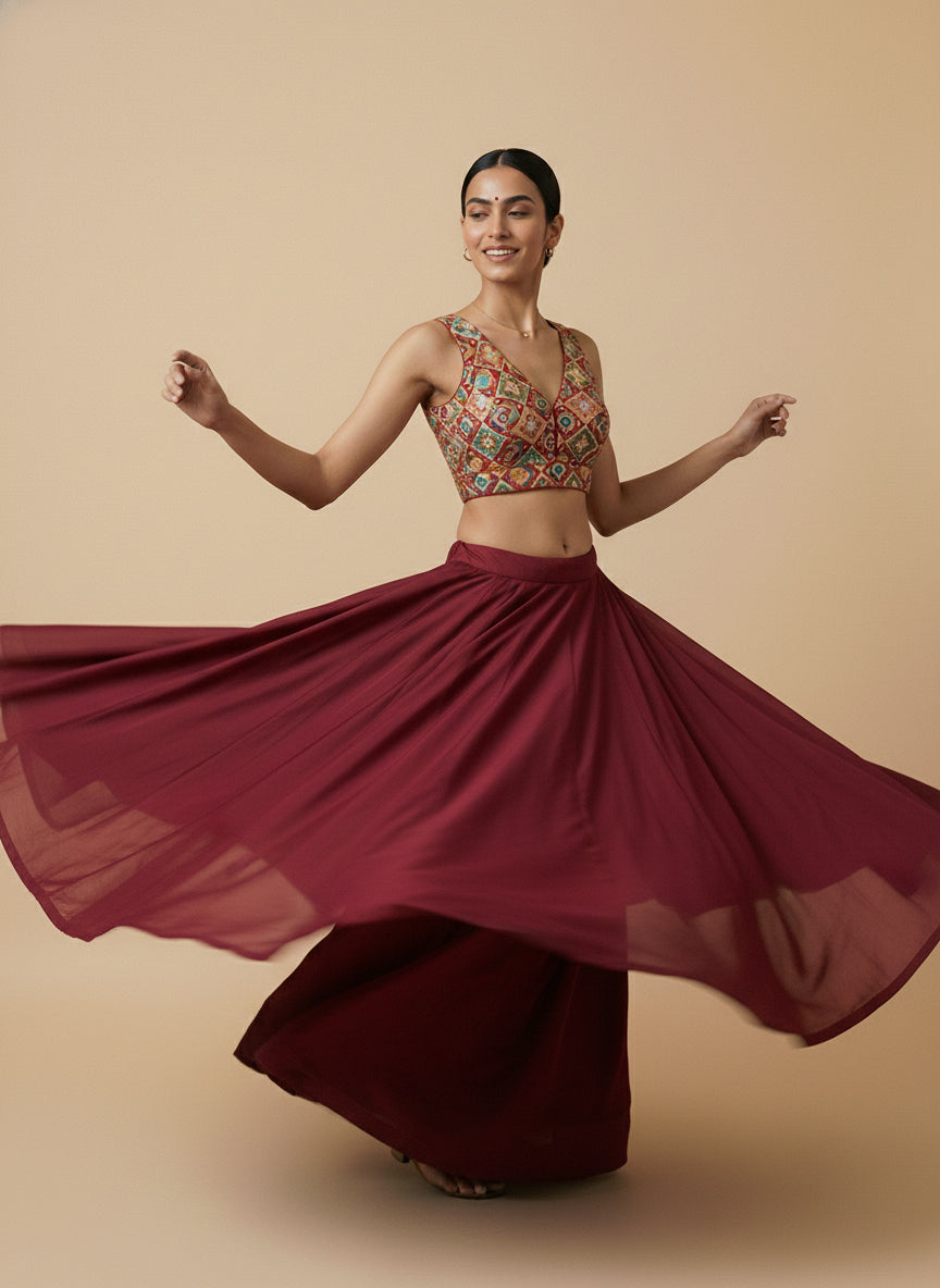 Viraasat Red Embroidered Designer Saree Blouse