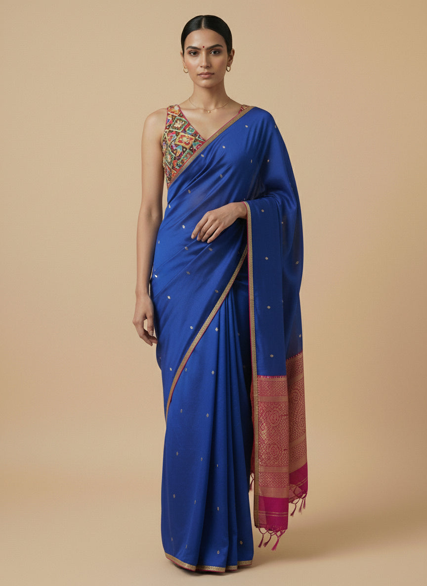 Viraasat Brown Embroidered Designer Saree Blouse