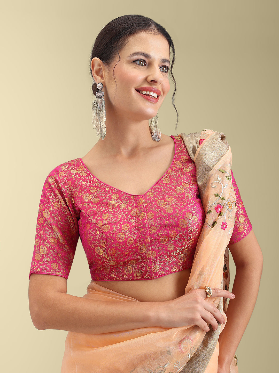 Woven Pink Design Blouse
