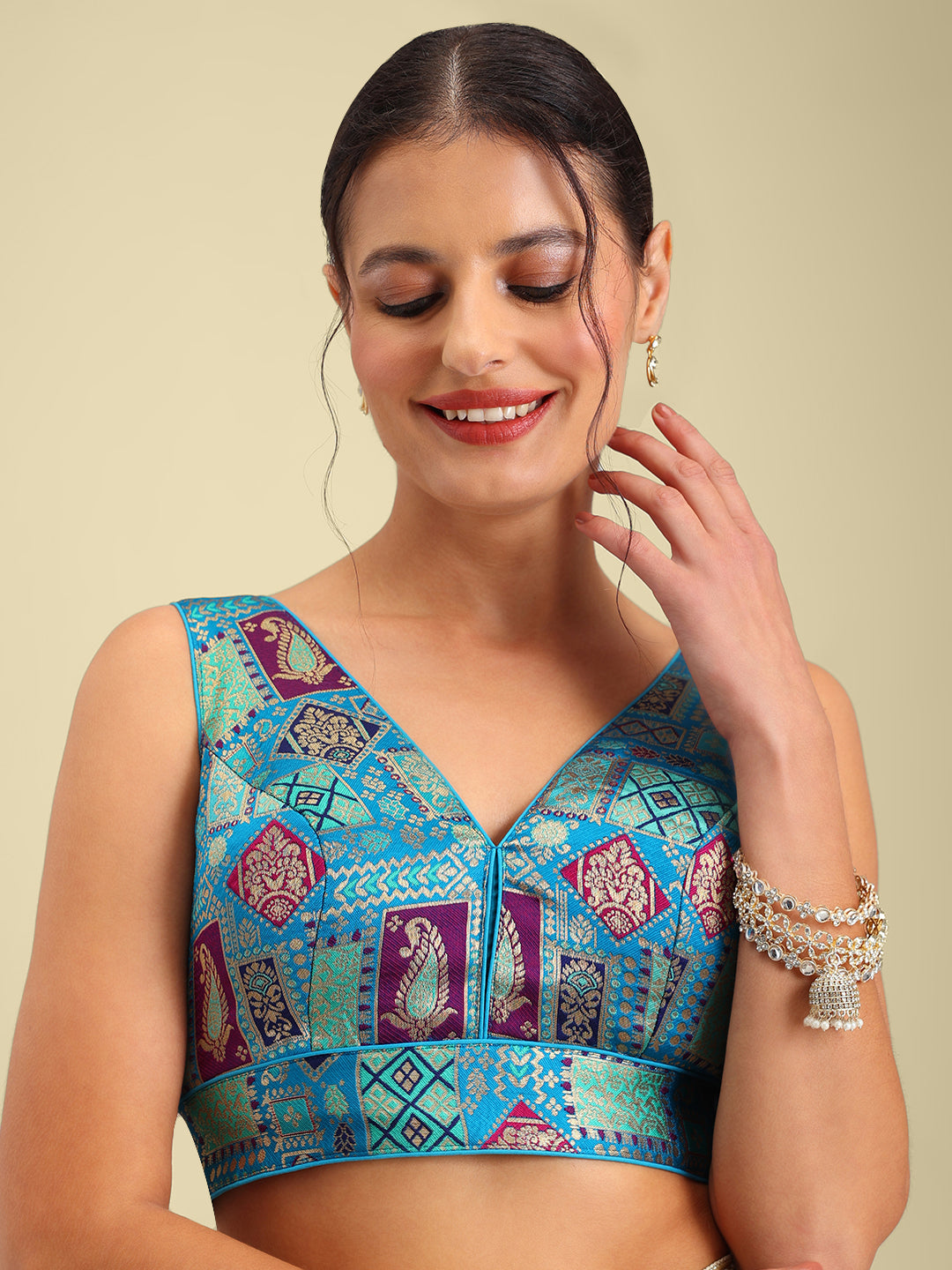 Women's Designer Printed Saree Blouse