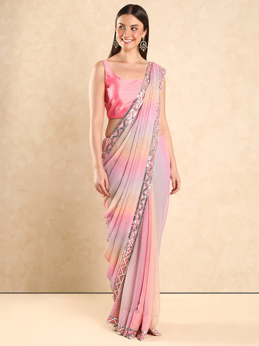 Raw Silk Pink Padded Saree Blouse