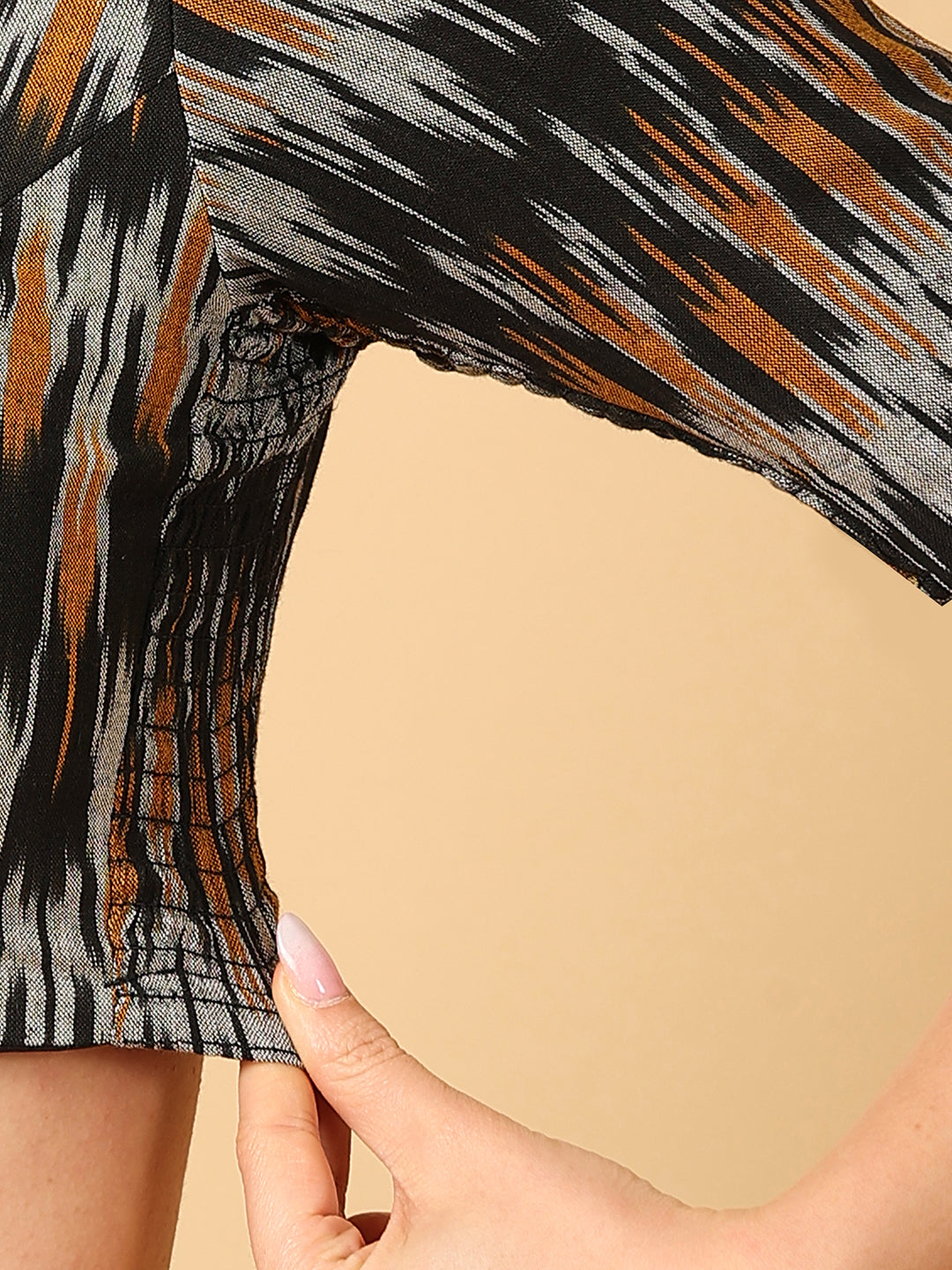 Ikkat Print Stretchable Saree Blouse