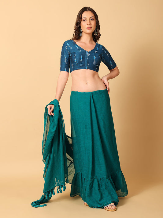 Ikkat Print Stretchable Saree Blouse