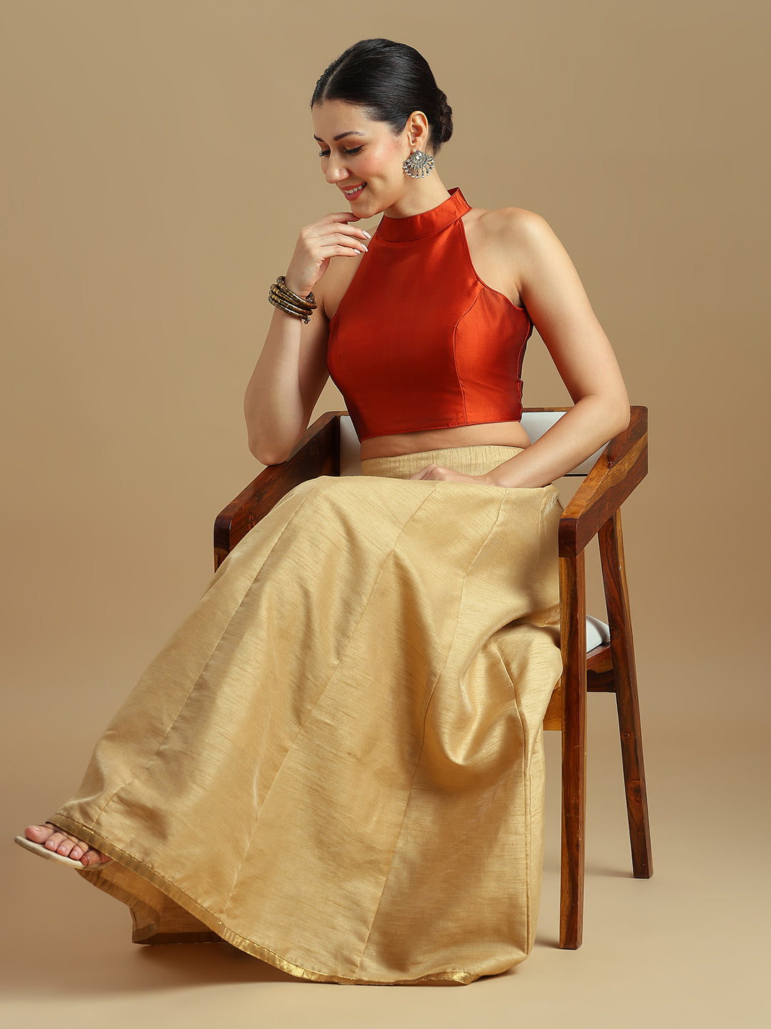 Silk Blend Solid Saree Blouse