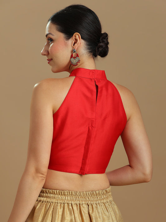 Silk Blend Solid Saree Blouse
