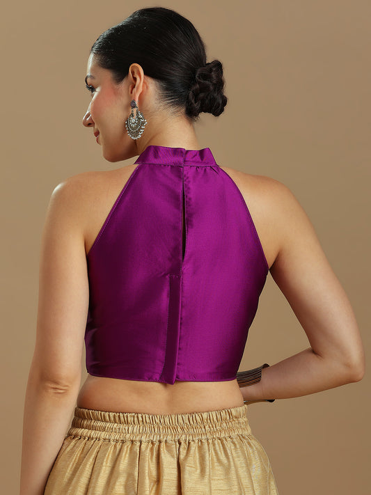 Silk Blend Solid Saree Blouse