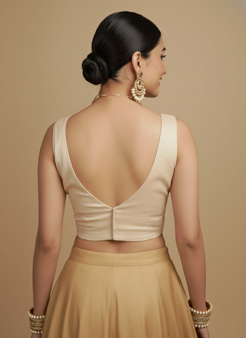 Capri Silk Padded V Neck Saree Blouse