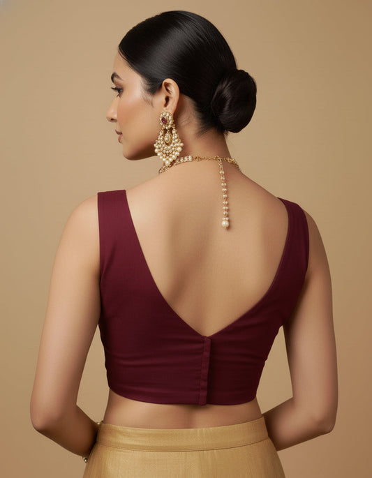 Capri Silk Padded V Neck Saree Blouse