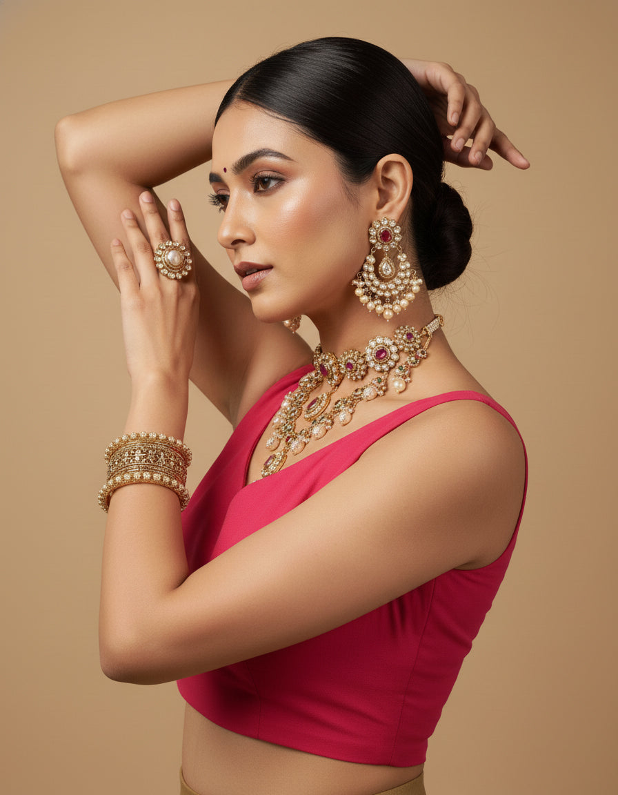 Capri Silk Padded V Neck Saree Blouse