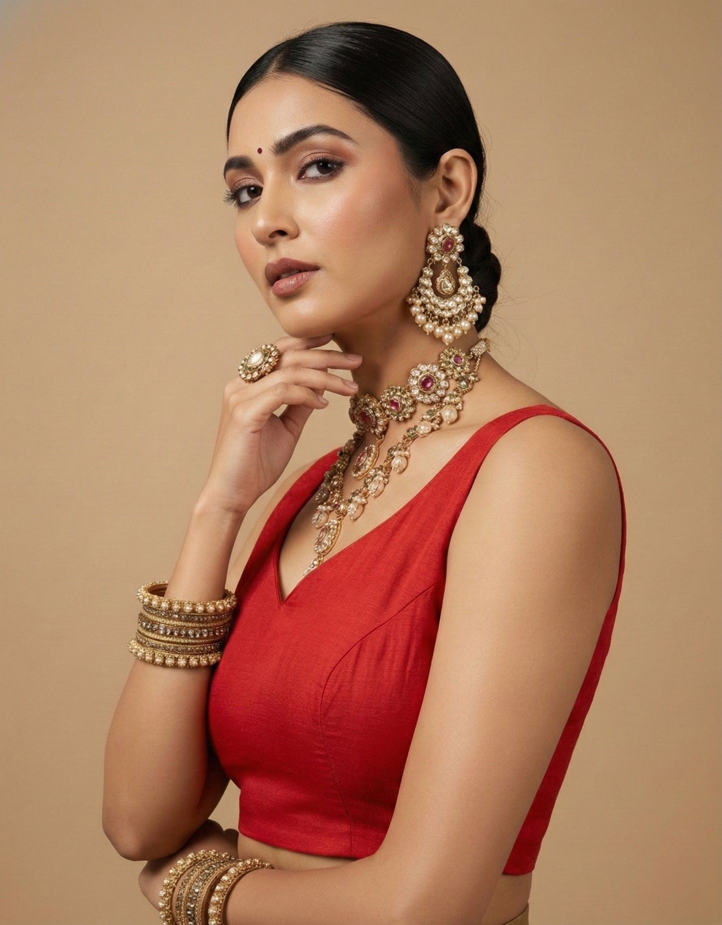 Capri Silk Padded V Neck Saree Blouse