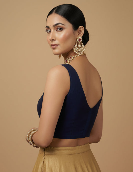 Capri Silk Padded V Neck Saree Blouse