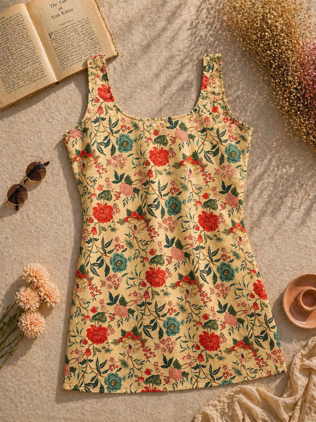 Floral Printed Square Neck Kurti