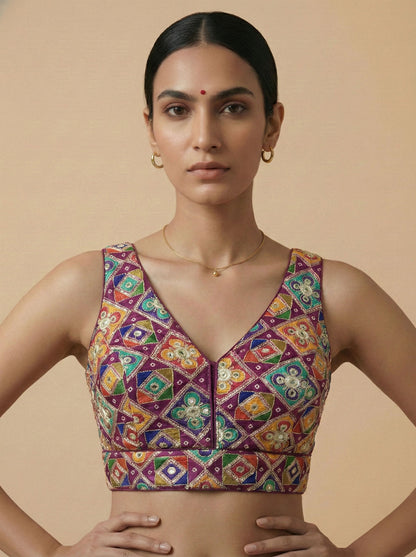 Viraasat Rani Pink Embroidered Designer Saree Blouse