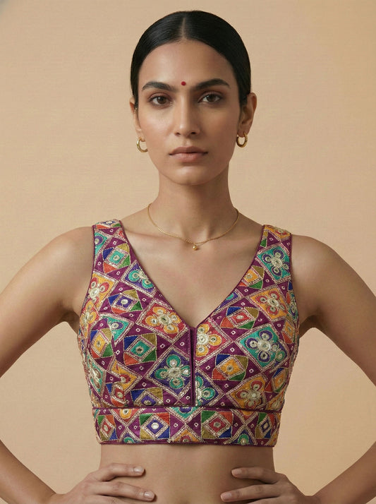 Viraasat Rani Pink Embroidered Designer Saree Blouse