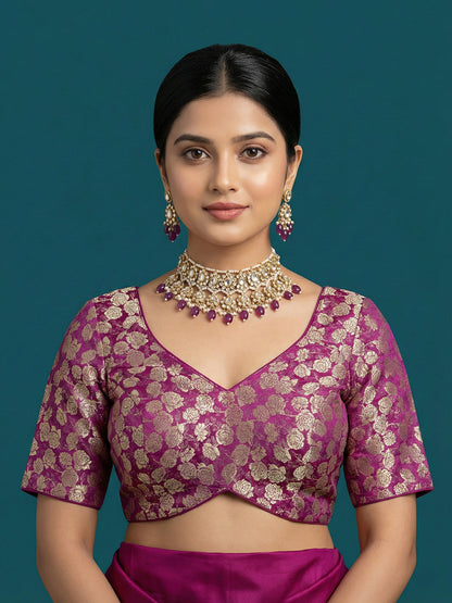 Woven Magenta Design Blouse