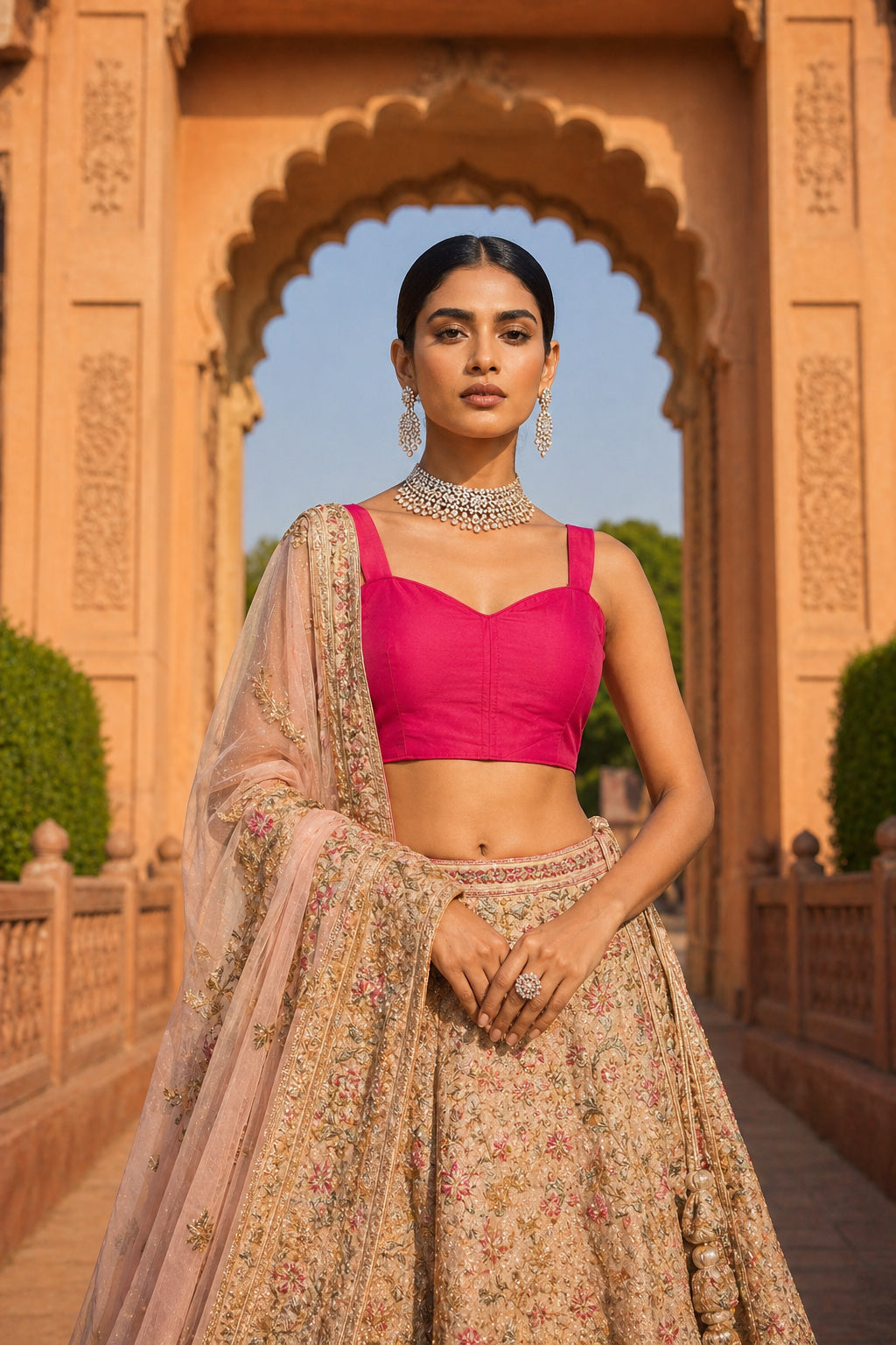 Solid Tafeta Pink Saree Blouse