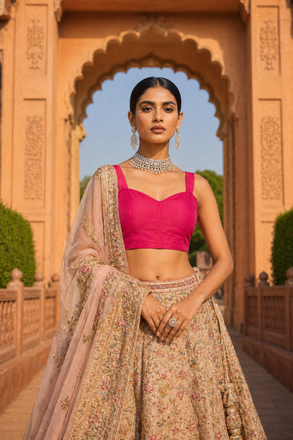 Solid Tafeta Pink Saree Blouse