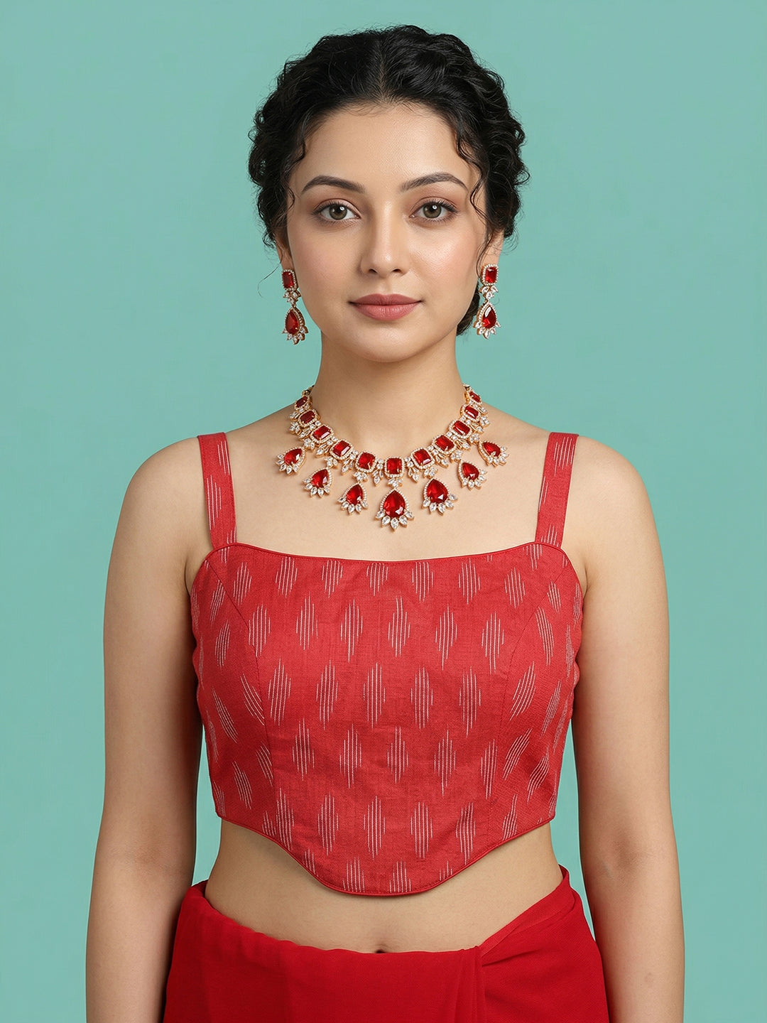 Cotton Blend Woven Design Saree Blouse